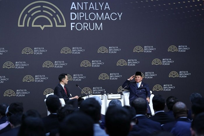Presiden RI Prabowo Subianto dalam Forum Diplomasi Antalya 2025 di Turki. (Dok. Tim Media Prabowo)