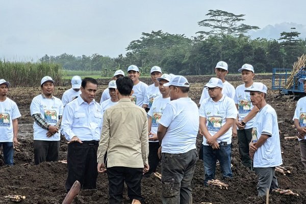 Wamentan Sudaryono menyerahkan traktor dan combine harvester ke petani Ketapang, dia peringatkan larangan jual atau sewa alsintan bantuan negara. (Dok. Kementerian Pertanian)
