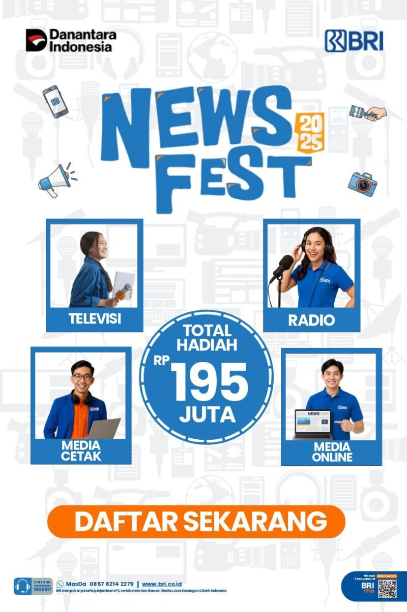 BRI mengajak jurnalis nasional berpartisipasi di News Fest 2025! Menangkan hadiah menarik dan berkesempatan mengikuti program bergengsi BRI Fellowship Journalism 2026. (Dok. BRI)